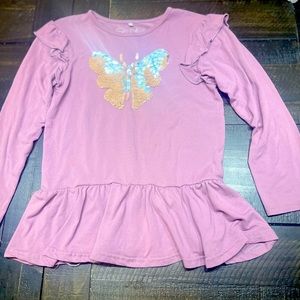 Purple long sleeve with a sequin butterfly